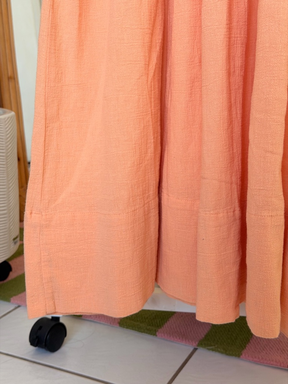 Free People Peach Button-Front Maxi Dress with Shirred Waist - Picture 11 of 14